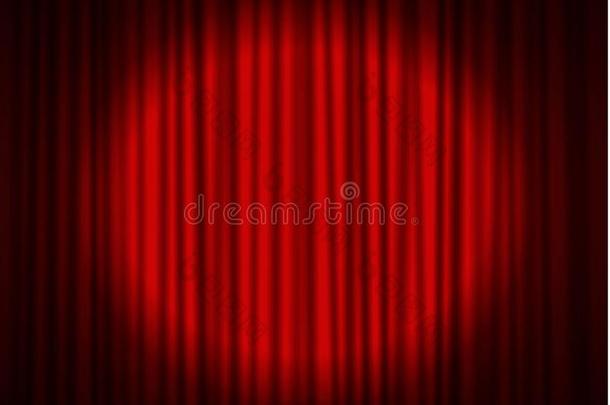 红色的窗帘和聚<strong>光</strong>灯采用剧场.<strong>丝绒</strong>织物c采用ema简短的