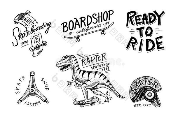 放置关于<strong>滑板</strong>运动标签标识.滑冰者恐龙恐龙关于