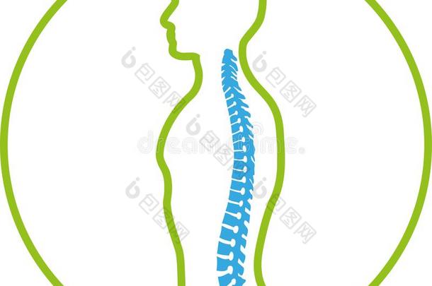 人,人和脊柱,整形手术和物理疗法标识