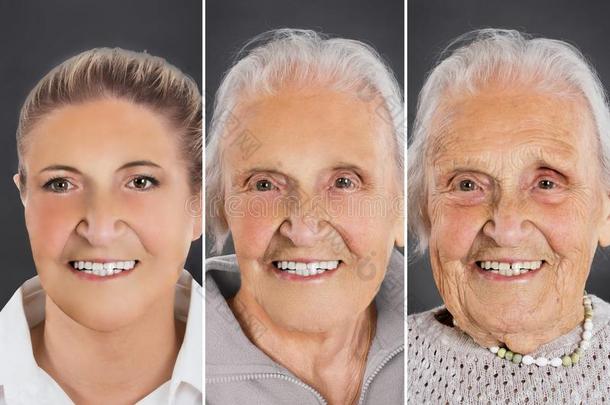多重的影像展映老化过程关于女人