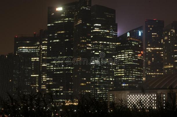 新加坡城市风光照片在黄昏.风景关于新加坡商业摩登派