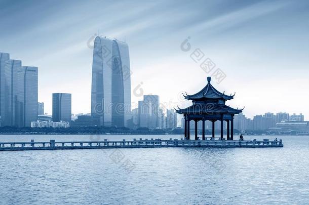 中国江苏苏州金鸡湖风景