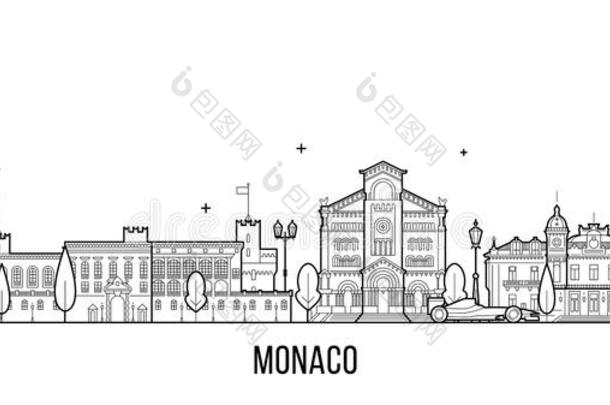 摩纳哥地平线矢量大的城市建筑物线条