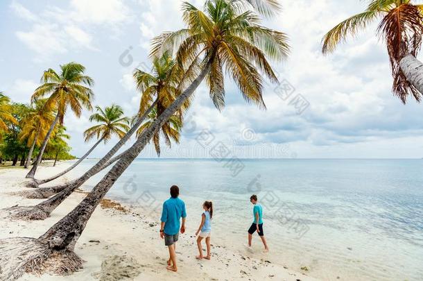 父亲和小孩在海滩