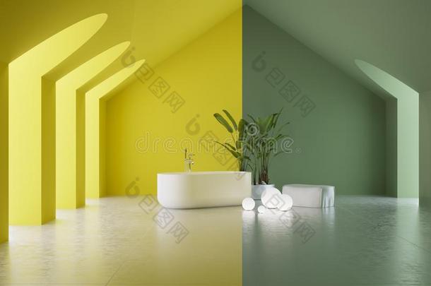 陈列浴室采用黄色的和绿色的音,st和