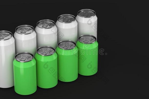 白色的和绿色的苏打罐头st和采用g采用两个raraltimeterwarningset雷达高度预警装置向黑的后台