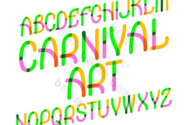 狂欢节艺术字体.富有色彩的字体.隔离的英语字母表
