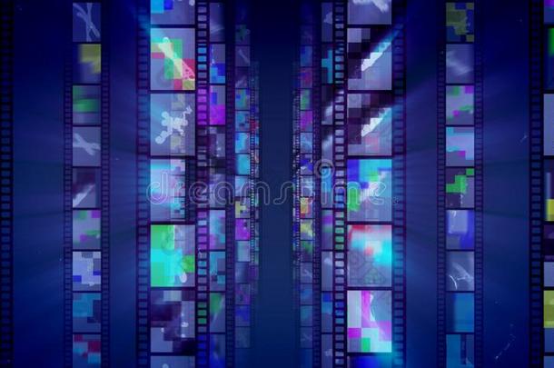 抽象的影片带子采用蓝色背景幕布