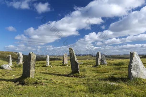 卡拉尼什num.罗马数字3石头圆,岛关于吊楔,外面的赫布里底群岛,Scotland苏格兰