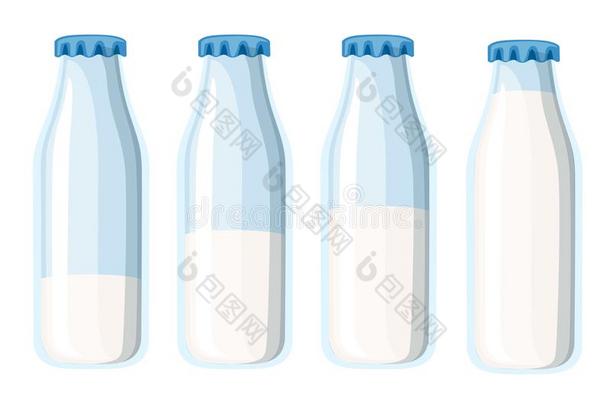 传统的玻璃奶瓶子.num.四奶瓶子s样板.平的