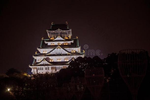 <strong>大阪</strong>城堡夜照明指已提到的人最好的光给看采用<strong>大阪</strong>