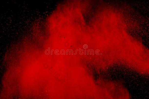 抽象的红色的灰尘splatte红色的向黑的背景.红色的粉export输出