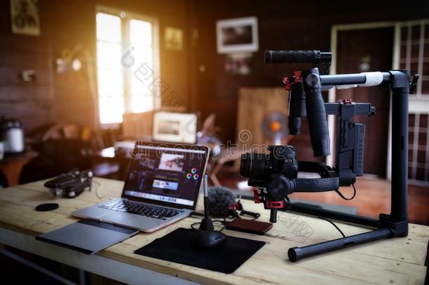 vlogge设备为拍摄电影一电影或一磁带录像博客