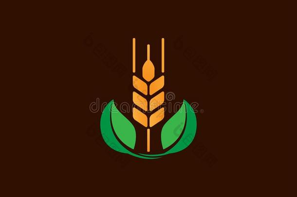 <strong>农业科技</strong>和小麦象征矢量标识设计