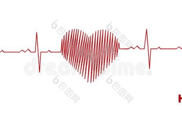 世界心一天横幅关于红色的心跳线条