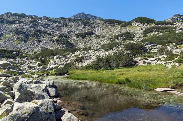 风景和山河在近处穆拉托夫山峰,皮林山,