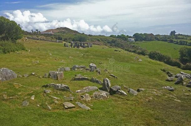 卓别格石头圆考古学的地点,爱尔兰.