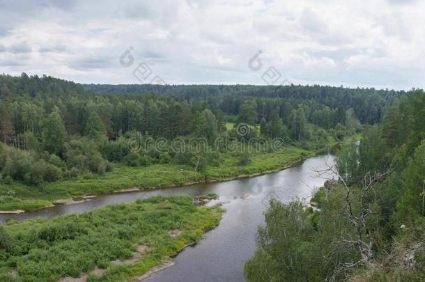 山风景和河,俄罗斯帝国,乌拉尔