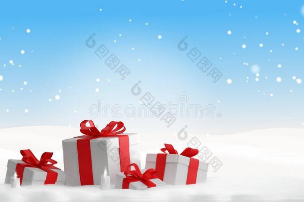 圣诞节礼物盒冬圣诞节节日的背景3英语字母表中的第四个字母-不好的