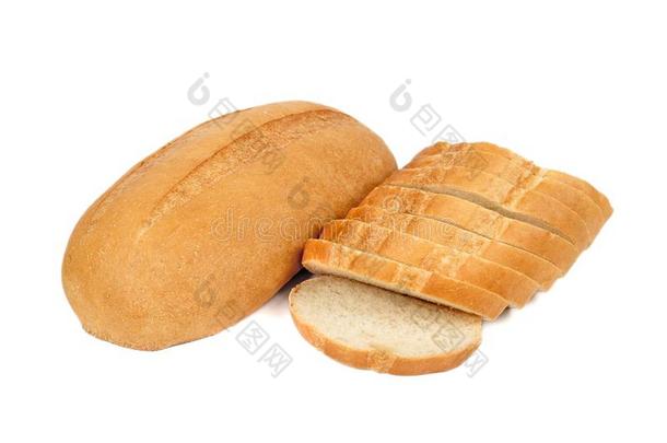 一<strong>条</strong>面包关于新鲜的面包和部<strong>分隔</strong>离的向白色的背景