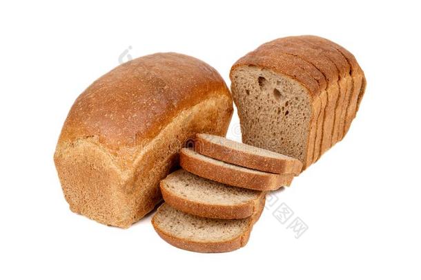 一<strong>条</strong>面包关于新鲜的面包和部<strong>分隔</strong>离的向白色的背景