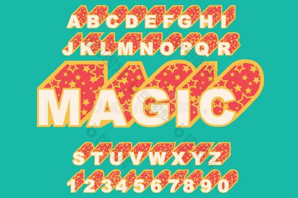 80英文字母表的第19个字母制动火箭字母表字体.魔法矢量凸版印刷术为flyer英文字母表的第19个字母
