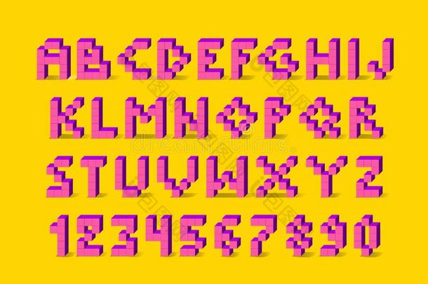像素制动火箭磁带录像游戏字体.80英文字母表的第19个字母制动火箭字母表字体.