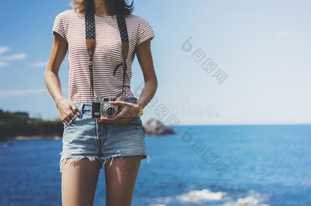 旅行者旅行支票摄影师制造电影院海景画向文塔格