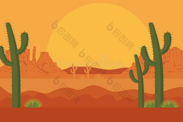 沙漠和仙人掌风景