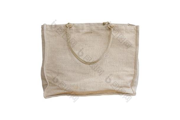黄麻纤维手提袋隔离的向白色的和剪下物小路