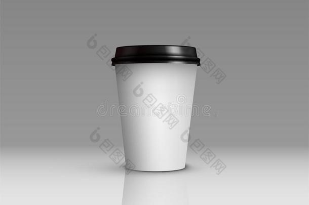 咖啡豆或茶水杯子愚弄在上面.Vect或咖啡豆杯子隔离的向灰色波黑