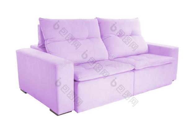 num.三席位舒适的颜色织物沙发隔离的向白色的