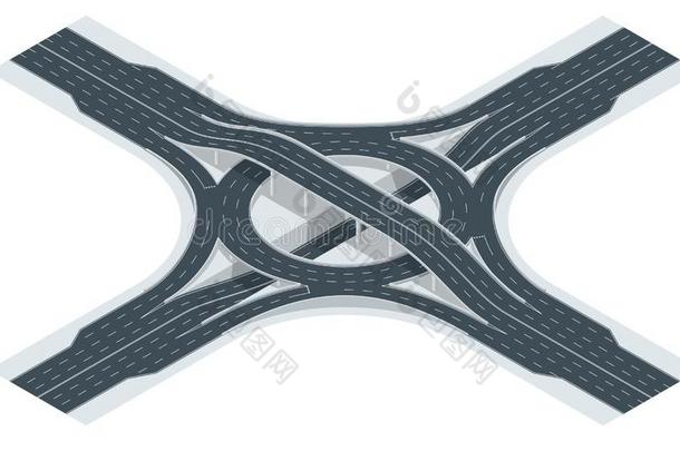 等大的公路连接路和互换立交桥.矢量