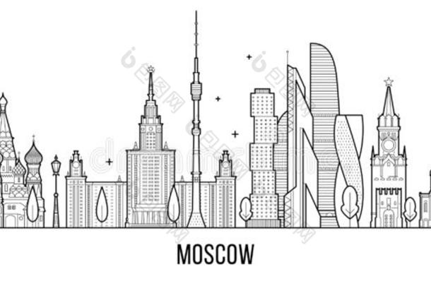 莫斯科地平线,俄罗斯帝国矢量城市建筑物线条