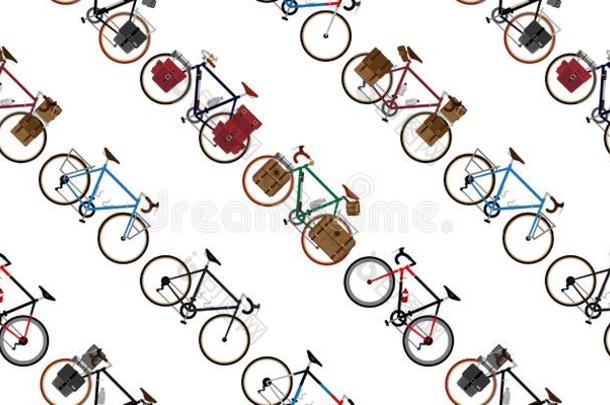 自行车无缝的模式矢量骑脚踏车兜风隔离的背景酿造