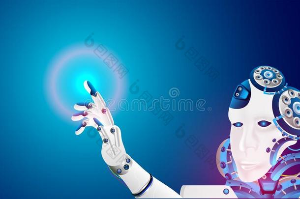将来的观念为人造的智力,机器人令人同情的一虚像