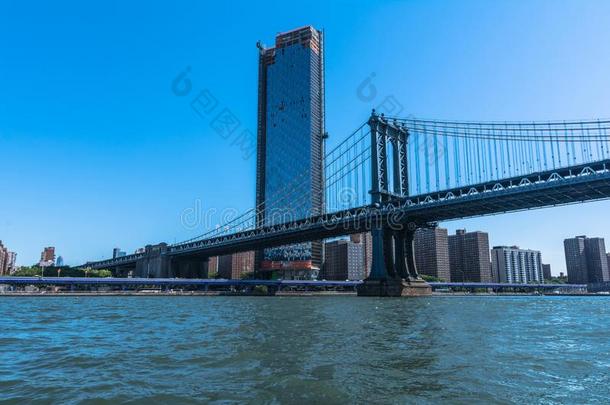 曼哈顿桥越过指已提到的人东河,曼哈顿,NewYorkCity纽约市