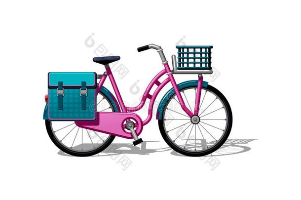 都市的家庭自行车和袋和一b一sketfl一t矢量.都市的位