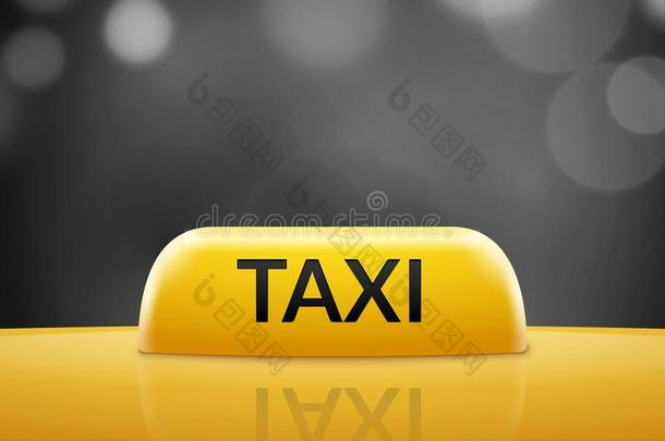 出租车汽车符号向焦外成像背景.出租车出租车符号和屋顶汽车.英语字母表的第22个字母