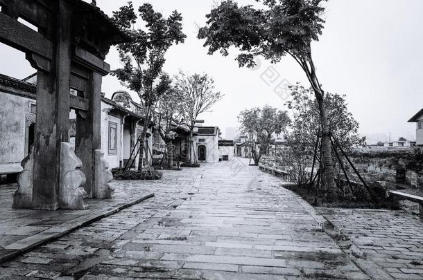 无锡惠山。古代的城镇风景