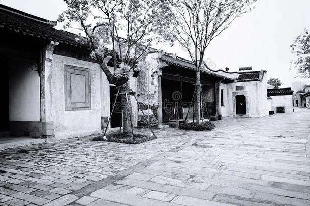 无锡惠山。古代的城镇风景