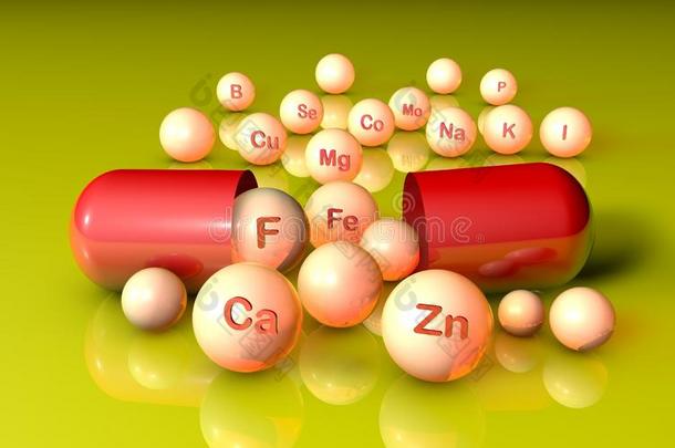 基本<strong>的化学的</strong>矿物和微量元素.健康<strong>的生活</strong>集<strong>中</strong>起来<strong>的</strong>