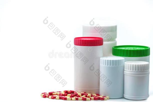 抗生素胶囊药丸和空白的标签塑料制品瓶子包含
