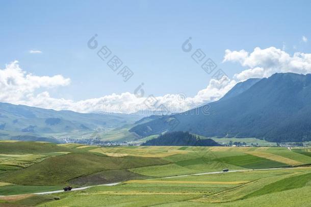 山和草地在近处祁连,青海,中国