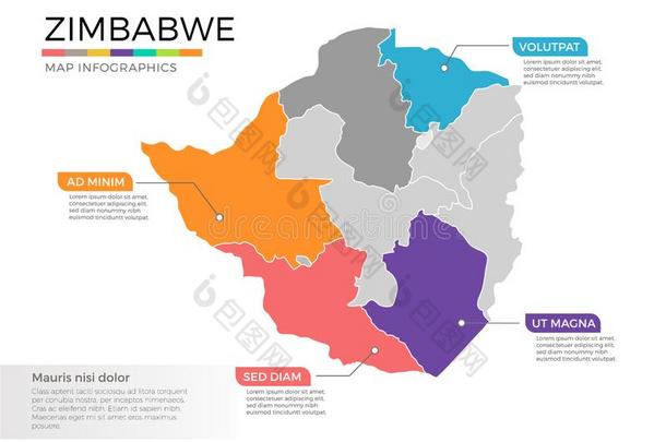 津巴布韦地图信息图表矢量样板和地区和点