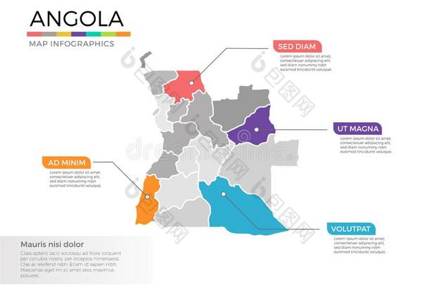 安哥拉棉毛呢地图信息图表矢量样板和地区和建议