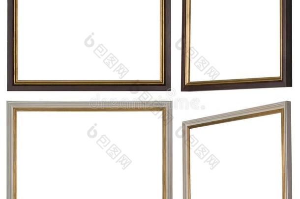 两个狭隘的框架采用白色的和棕色的和金
