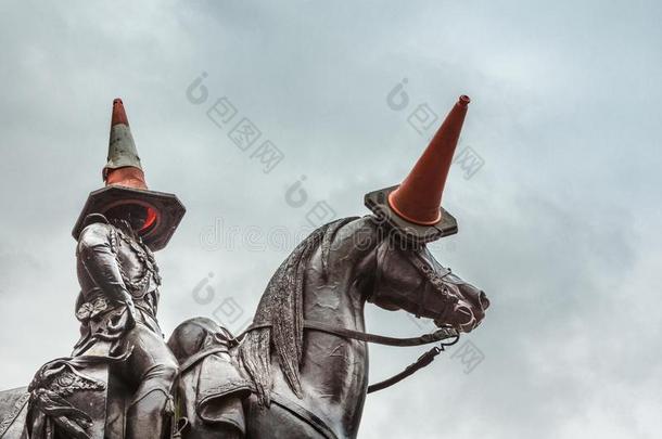 骑马的雕像关于公爵关于防水胶靴,格拉斯哥苏格兰unknown不知道的.