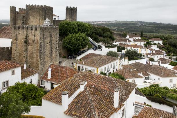 村民,中古的城镇,奥比杜什采用葡萄牙.看法关于白色的住宅
