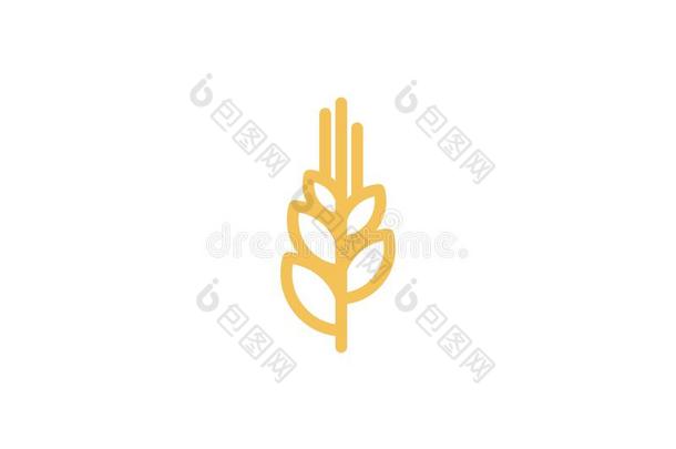 小麦谷物农业单声道的线条标识设计灵感.